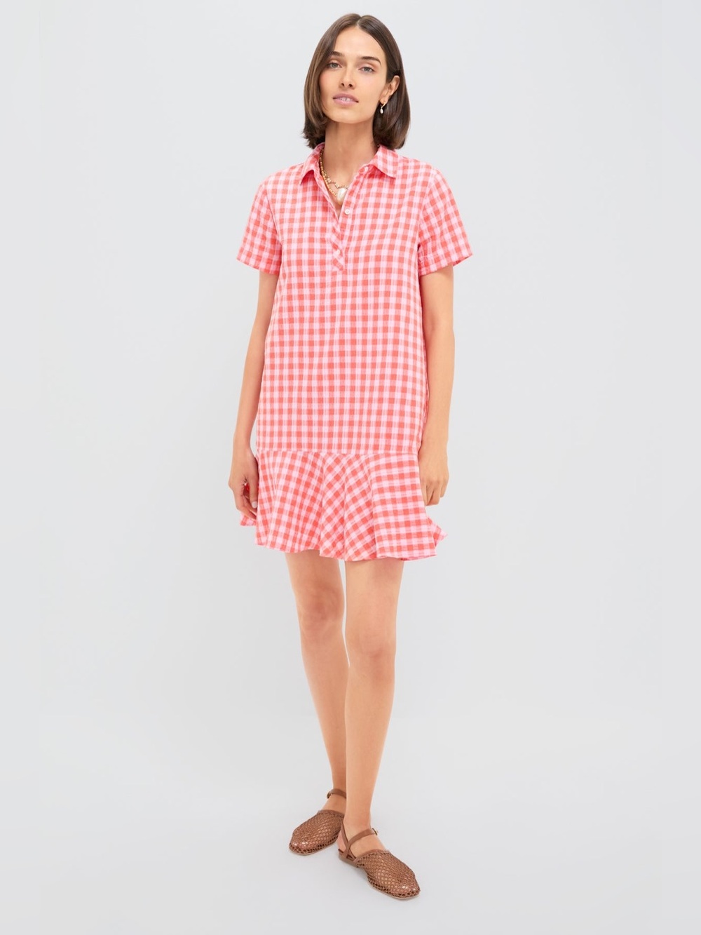 Tuckernuck Orange and Pink Seersucker Short Sleeve May Dress (MSRP: $148) Size L - Picture 6 of 6